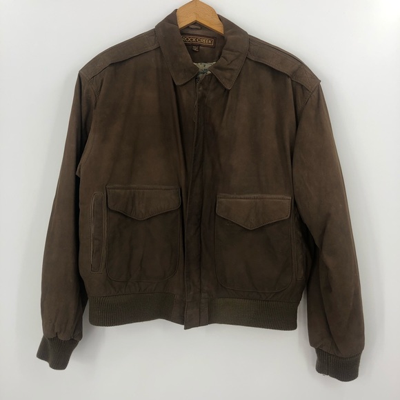 Rock Creek Other - Rock Creek Map Liner Leather Bomber Indiana Jones